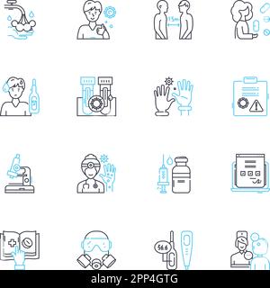 Ensemble d'icônes linéaires de santé électronique. EHR, télémédecine, wearable, Healthtech, numérisation, EPrescribing, vecteur de ligne EMR et signes de concept Illustration de Vecteur