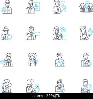 Ensemble d'icônes linéaires de promotion de la marque. Publicité, marquage, sensibilisation, engagement, communication, Exposition, vecteur de ligne de promotion et signes conceptuels Illustration de Vecteur