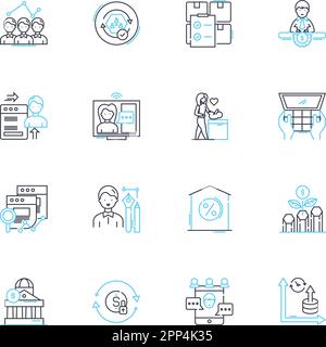 Jeu d'icônes linéaires greenbacks. Mon, devise, espèces, dollars, factures, Richesse, vecteur de ligne de profit et signes de concept. Revenu,épargne,Plan budgétaire Illustration de Vecteur