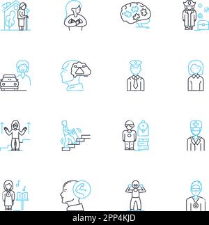 Ensemble d'icônes linéaires de transnationalisation. Mondialisation, internationalisation, multinationale, transfrontalière, intégration, Interconnexion, transfrontalière Illustration de Vecteur