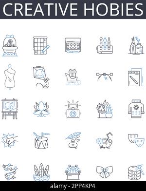 Collection Creative hobies Line Icons. Des entreprises audacieuses, des passions audacieuses, des fantaisies fantaisistes, des passe-temps novateurs, des versions originales, Activités originales Illustration de Vecteur