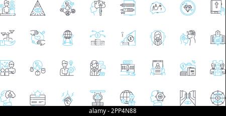 Ensemble d'icônes linéaires de partenariat intégré. Collaboration, Alliance, synergie, compagnie, cohésion, Mutualisme, vecteur et concept de la ligne de la Fellowship Illustration de Vecteur