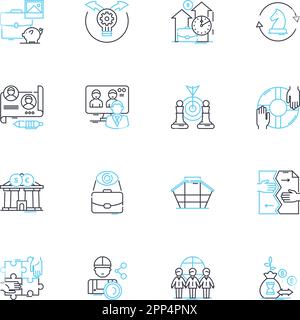 Ensemble d'icônes linéaires de l'Assistant de gestion. Expert, efficace, organisé, proactif, innovant, Panneaux vectoriels et conceptuels dynamiques et bien informés. Qualifié Illustration de Vecteur