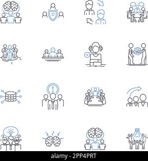 Collection d'icônes de lignes de travail conjoint. Ollamation, synergie, coopération, Partenariat, Alliance, Cohésion, vecteur d'unité et illustration linéaire Illustration de Vecteur