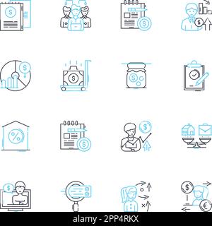 Ensemble d'icônes linéaires de développement de données. Analyses, algorithmes, Big Data, Business Intelligence, Cloud Computing, Architecture de données, ligne de nettoyage de données Illustration de Vecteur