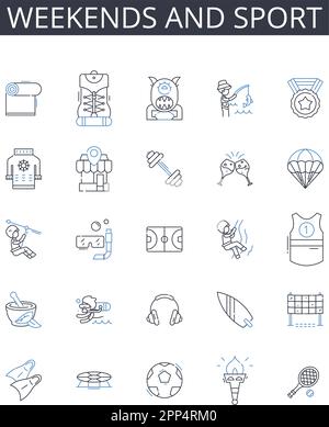 Collection Weekends and sport Line Icons. Collaboration, diversité, synergie, Ingenuity, autonomisation, Créativité, vecteur d'idéation et linéaire Illustration de Vecteur