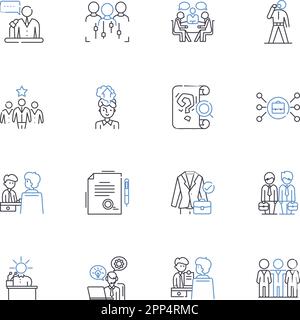 Collection d'icônes de ligne de connaissances professionnelles. Collègues, collègues, patrons, subordonnés, pairs, Associe, allie l'illustration vectorielle et l'illustration linéaire Illustration de Vecteur
