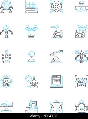 Jeu d'icônes linéaires Computer Science. Algorithme, binaire, compilateur, cybersécurité, base de données, Débogage, vecteur de ligne de chiffrement et signes de concept. Micrologiciel Illustration de Vecteur