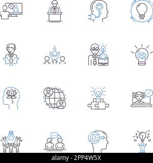 Collection d'icônes de la ligne des esprits perspicaces. Sagesse, intelligence, Lumières, perception, discernement, Visionnaire, vecteur de clarté et linéaire Illustration de Vecteur