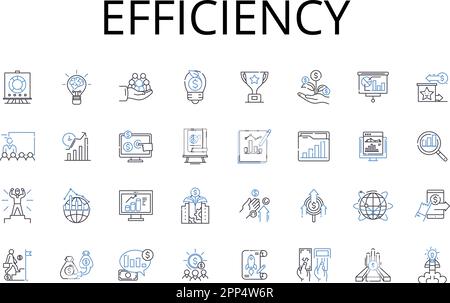 Collection d'icônes de ligne d'efficacité. Rapidité, productivité, promptitude, compétence, compétence, Agilité, vecteur de rapidité et illustration linéaire Illustration de Vecteur