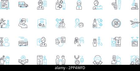 Ensemble d'icônes linéaires de santé électronique. EHR, télémédecine, wearable, Healthtech, numérisation, EPrescribing, vecteur de ligne EMR et signes de concept Illustration de Vecteur