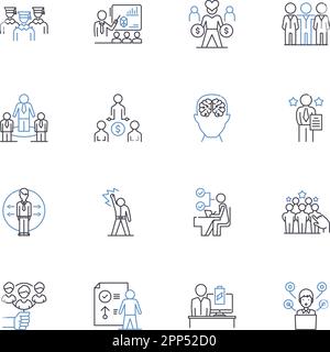 Collection d'icônes de ligne de travail de Gents. Profession, productivité, entreprise, professionnalisme, emploi, Objectifs, vecteur de dédicace et illustration linéaire Illustration de Vecteur