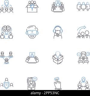 Collection d'icônes de la ligne développement économique. Prospérité, croissance, investissement, emploi, innovation, Durabilité, vecteur d'entrepreneuriat et linéaire Illustration de Vecteur