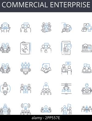 Collection d'icônes d'entreprise commerciale. Entreprise commerciale, opération commerciale, recherche entrepreneuriale, entreprise économique, financière Illustration de Vecteur