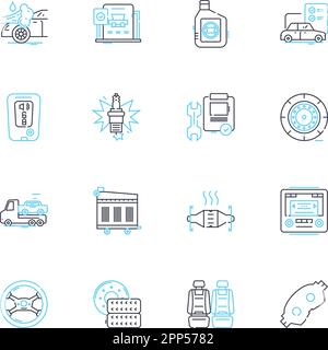 Ensemble d'icônes linéaires du marché bancaire. Financier, investissements, crédit, prêts, capital, Intérêts, vecteur de ligne de comptes et signes de concept. ATM, vérification Illustration de Vecteur