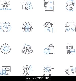 Collection d'icônes de ligne de contrat et de gain. Accord, rémunération, Pacte, gains, négociations, Avantage, vecteur de rémunération et linéaire Illustration de Vecteur