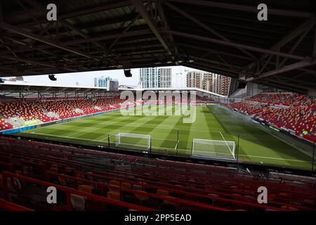 Vue générale du Gtech Community Stadium, à Londres, stade de Brentford, devant le match de la Premier League entre Brentford et Aston Villa. Date de la photo: Samedi 22 avril 2023. Banque D'Images