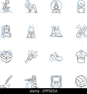 Collection d'icônes de ligne engage. Impliquer, participer, se connecter, communiquer, plonger, Encross, divertir l'illustration vectorielle et linéaire. Captivez Illustration de Vecteur