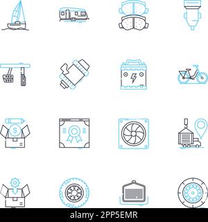 Ensemble d'icônes linéaires du commerce numérique. E-commerce, achats en ligne, paiements mobiles, crypto-monnaie, vitrine virtuelle, Monnaie numérique, en ligne Illustration de Vecteur