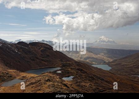 Vue panoramique près du pic de Chacaltaya, département de la Paz, Bolivie Banque D'Images