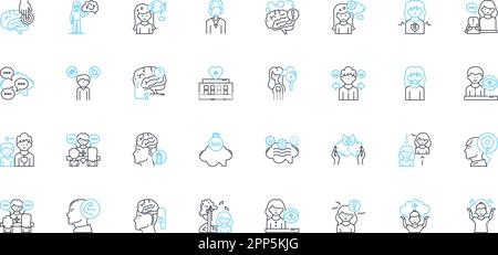 Ensemble d'icônes linéaires de gentillesse et de compassion. Empathie, générosité, altruisme, humanité, bienveillance, Sympathie, vecteur de ligne de considération et signes de concept Illustration de Vecteur