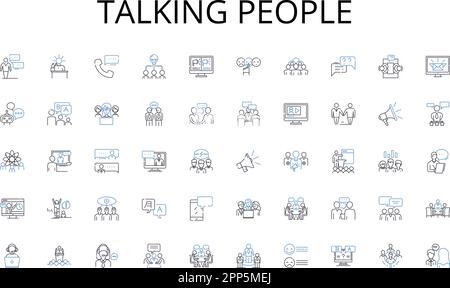 Collection d'icônes de la ligne Talking People. Sprint, itératif, arriéré, collaboratif, Scrum , Histoire de l'utilisateur, vecteur de planification et illustration linéaire Illustration de Vecteur