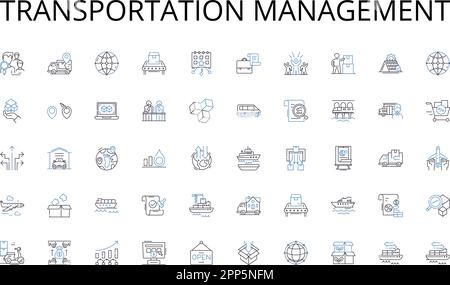 Collection d'icônes de ligne de gestion de transport. Obligation, Accord, Pacte, engagement, promesse, Légal, vecteur de liaison et illustration linéaire Illustration de Vecteur