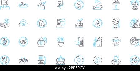 Jeu d'icônes linéaires de carburants alternatifs. Biocarburants, éthanol, biodiesel, hydrogène, méthanol, Propane, vecteur de ligne Biogas et signes conceptuels. Synfuel, vent Illustration de Vecteur