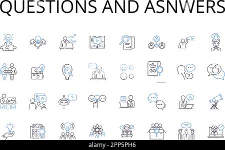Collection d'icônes de ligne de questions et d'asnwers. Demandes de renseignements et réponses, demandes de renseignements et réponses, questions et solutions, demandes de renseignements et explications Illustration de Vecteur