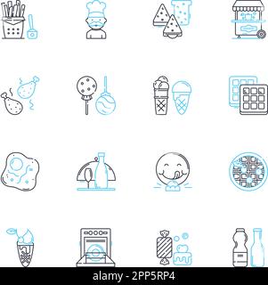 Ensemble d'icônes linéaires de repas rapide. Rapide, pratique, facile, simple, nutritif, Délicieux, abordable, vecteur de ligne et des signes de concept. Sain, savoureux, remplissage Illustration de Vecteur