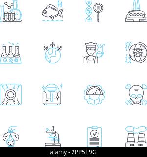 Ensemble d'icônes linéaires de transformation chimique. Réactivité, conversion, réaction, métabolisme, conversion, Catalyse, vecteur de la ligne de synthèse et signes conceptuels Illustration de Vecteur