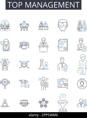 Collection d'icônes de ligne de gestion supérieure. Cadres supérieurs, hiérarchie supérieure, Comité exécutif, leadership exécutif, Haut commandement, C-suite, conseil Illustration de Vecteur