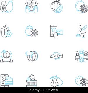 Ensemble d'icônes linéaires d'activités commerciales. Actions, Forex, matières premières, à terme, options, Dérivés, liens vecteur de ligne et signes de concept. Actions, indices Illustration de Vecteur