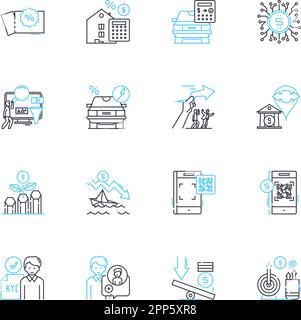 Jeu d'icônes linéaires de paiements électroniques. Crypto-monnaie, portefeuille, en ligne, sécurisé, numérique, Panneaux mobiles, de vecteur de ligne instantanée et de concept. Versement Illustration de Vecteur