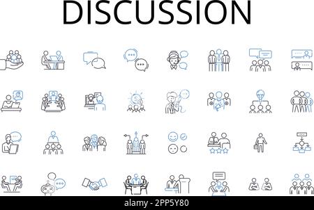 Collection d'icônes de ligne de discussion. Débat, dialogue, discussion, communication, discours, Correspondance, vecteur d'échange et illustration linéaire. Parle Illustration de Vecteur