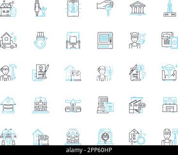Ensemble d'icônes linéaires de l'intestin. Heirless, succession, Probate, volonté, bénéficiaire, Distribution, vecteur de ligne Guardian et signes de concept. Voisin de famille, descente Illustration de Vecteur