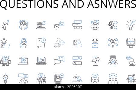 Collection d'icônes de ligne de questions et d'asnwers. Demandes de renseignements et réponses, demandes de renseignements et réponses, questions et solutions, demandes de renseignements et explications Illustration de Vecteur