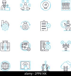 Ensemble d'icônes linéaires de développement de carrière. Croissance, ambition, potentiel, progression, succès, Promotion, vecteur de ligne d'apprentissage et signes de concept Illustration de Vecteur