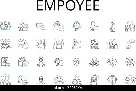 Collection d'icônes Empoyee Line. Membre de l'équipe, employé, abeille ouvrière, membre de l'équipe, ouvrier, Office Worker, Co-worker Vector et illustration linéaire Illustration de Vecteur
