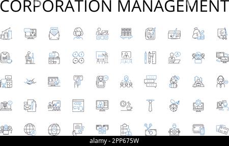 Collection d'icônes de ligne de gestion d'entreprise. Planification, efficacité, priorisation, Organisation, productivité, Délais, vecteur de mise au point et linéaire Illustration de Vecteur