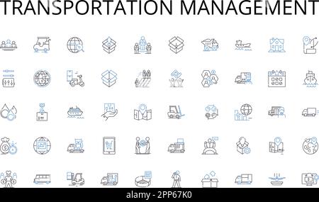 Collection d'icônes de ligne de gestion de transport. Prospérité, abondance, Fortune, richesse, affluence, Wealthiness, opulence vecteur et linéaire Illustration de Vecteur