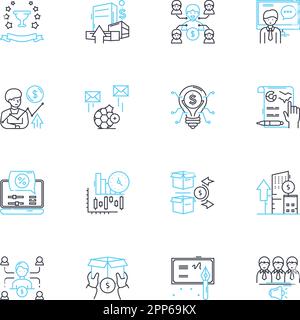 Ensemble d'icônes linéaires de contrôle d'inventaire. Inventaire, gestion, suivi, optimisation, utilisation, Sécurité, vecteur de ligne de maintenance et panneaux de concept Illustration de Vecteur