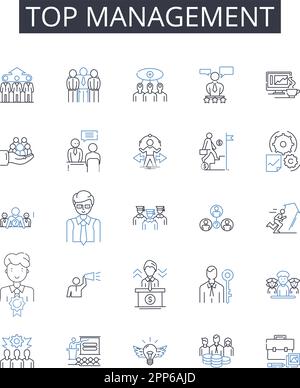 Collection d'icônes de ligne de gestion supérieure. Cadres supérieurs, hiérarchie supérieure, Comité exécutif, leadership exécutif, Haut commandement, C-suite, conseil Illustration de Vecteur