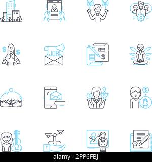 Icônes linéaires de position et de profil définies. Cadre, responsable, Directeur, Coordinateur, Spécialiste, Panneaux de vecteur de ligne et de concept d'analyste, de consultant Illustration de Vecteur