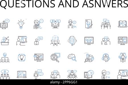 Collection d'icônes de ligne de questions et d'asnwers. Demandes de renseignements et réponses, demandes de renseignements et réponses, questions et solutions, demandes de renseignements et explications Illustration de Vecteur