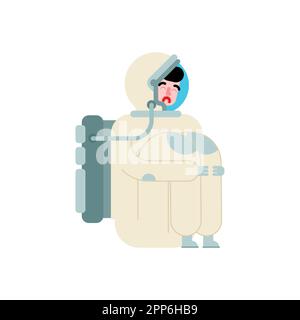 Triste astronaute isolé. concept de solitude universelle Illustration de Vecteur
