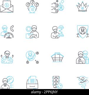 Ensemble d'icônes linéaires d'organisation de fichiers. Dossiers, balises, Trier, classer, classer par ordre alphabétique, Archive, vecteur de ligne d'indexation et signes de concept. Renommer,Sauvegarder Illustration de Vecteur