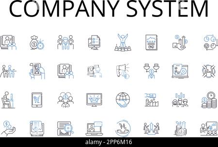 Collection d'icônes de ligne du système de l'entreprise. Structure de l'entreprise, structure de l'entreprise, plate-forme de l'entreprise, entreprise nerk, appareil de l'entreprise, Ferme Illustration de Vecteur