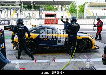 Monza, Italie. 22nd avril 2023. L'Autodrome de Monza, Monza, Italie, 22 avril 2023, Mercedes AMG Team Akkodis ASP Thomas Drouet Maximilian Gotz Lorenzo Ferrari Mercedes-AMG GT3 Pro details lors du Fanatec GT World Challenge Europe - Grand Tourisme crédit: Live Media Publishing Group/Alay Live News Banque D'Images