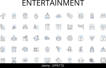 Collection d'icônes de la ligne de divertissement. Optimisation, productivité, rationalisation, vitesse, Organisation, Efficacité, vecteur de ressources et linéaire Illustration de Vecteur